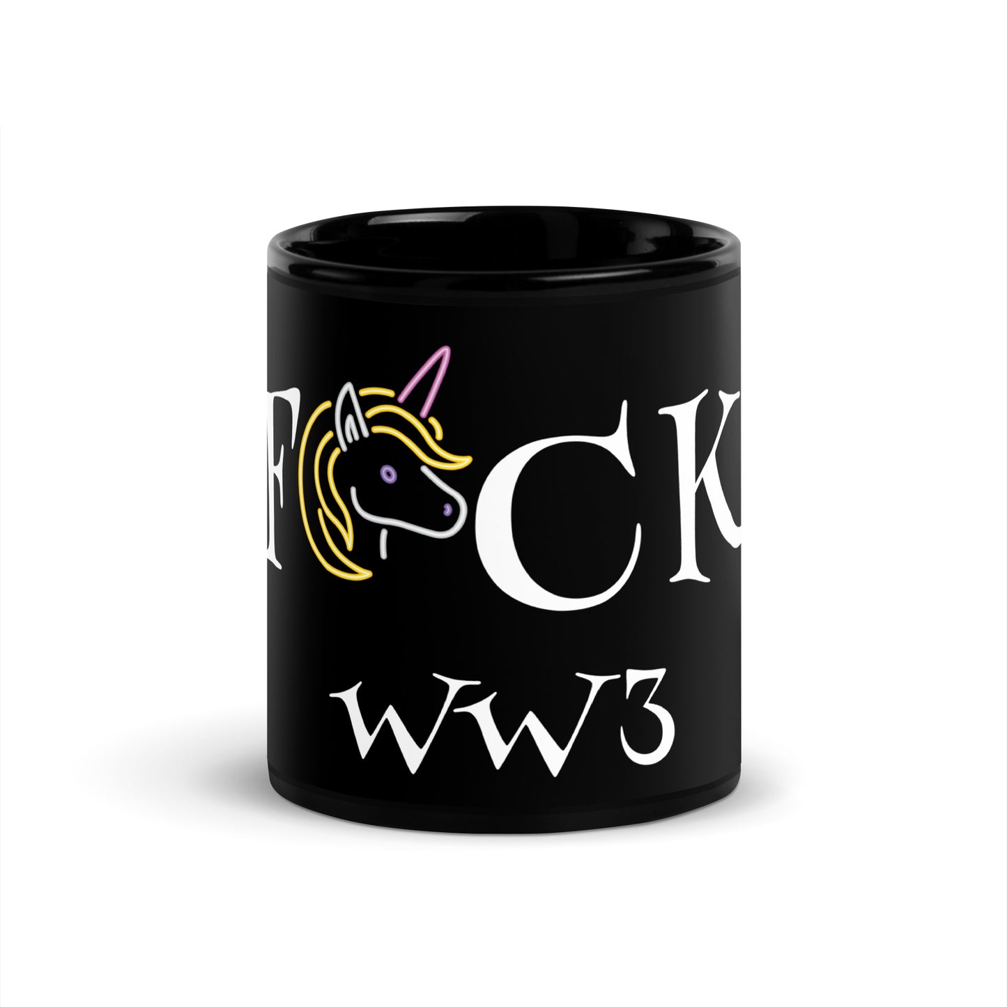 Black ceramic glossy mug with black handle and interior – BPA-free and microwave safe