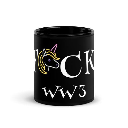 Black ceramic glossy mug with black handle and interior – BPA-free and microwave safe